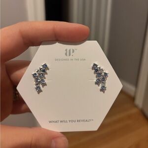 Stunning Silver and Blue Crystal Earrings - New (never worn)